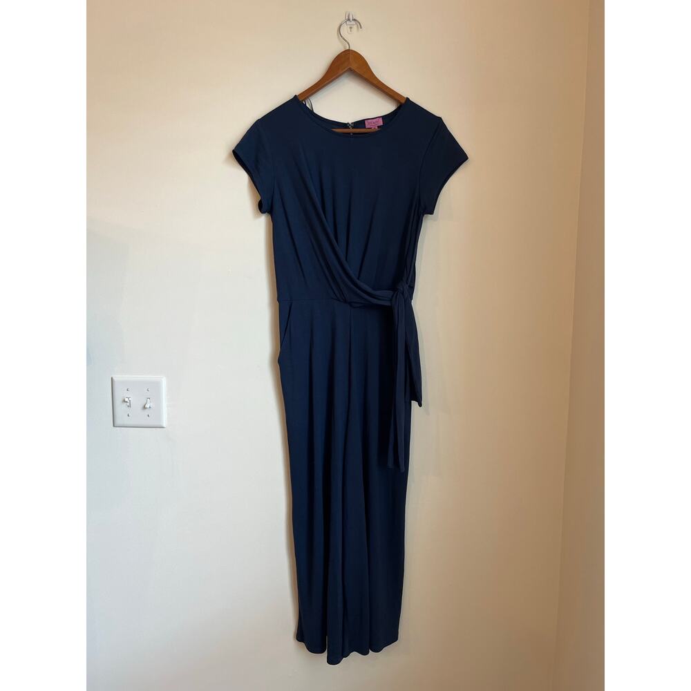 Mi Ami for Francesca's Tie Front Navy‎ Blue Jumpsuit Women's Size Medium NWT